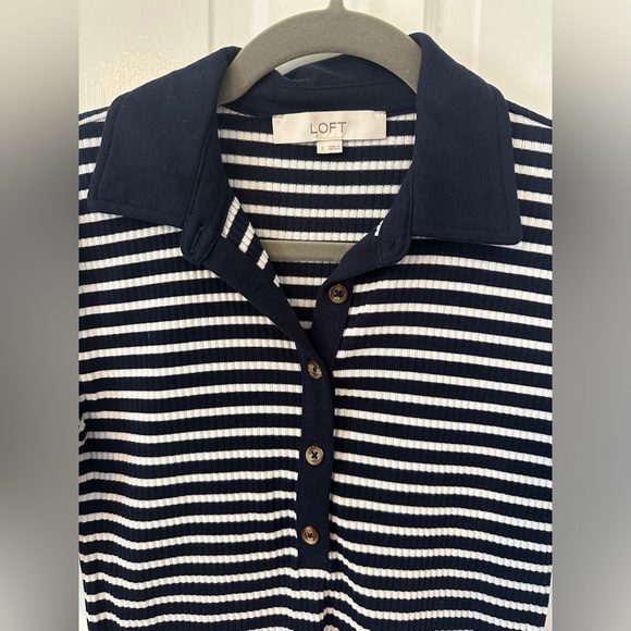 Loft Stripe Ribbed Polo Shirt | LIKE NEW | Size: Small - Picture 6 of 8